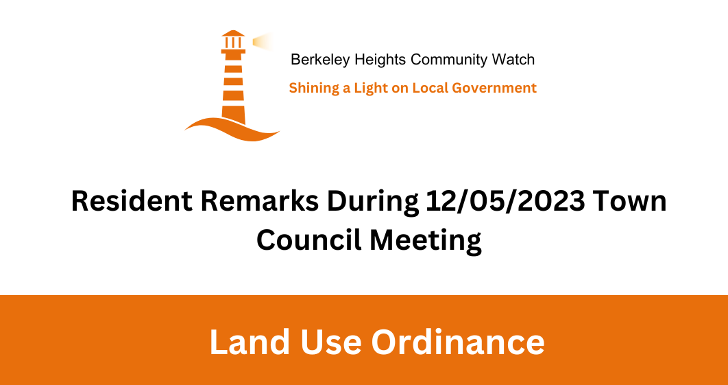 Resident Comments on Land Use Ordinance – 12/05/2023 Town Council Meeting